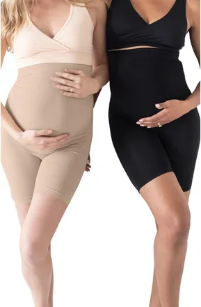 Kindred Bravely Seamless Maternity No Rub Short in Black Beige at Nordstrom, Size Large