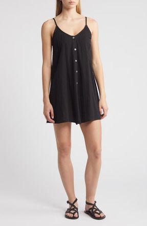 Rip Curl Premium Surf Cotton Gauze Minidress in Black at Nordstrom, Size Xx-Small