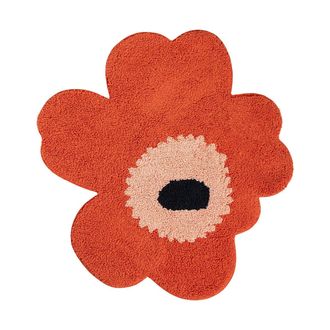 Marimekko Unikko Badematte, 73 x 74 cm, orange red / powder / charcoal