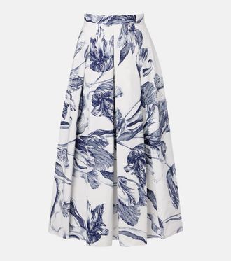 Erdem Floral cotton poplin midi skirt