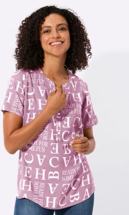 Casual Looks Druckbluse CASUAL LOOKS, Damen, Gr. 36, mauve, ecru, bedruckt, 100% Viskose, gemustert, mehrfarbig, Rundhals, Blusen Druckbluse