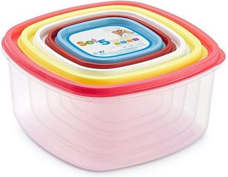 Trade Shop Trade Shop - Set Di 5 Contenitori Ermetici Per Alimenti Con Coperchio Quadrati Varie Misure