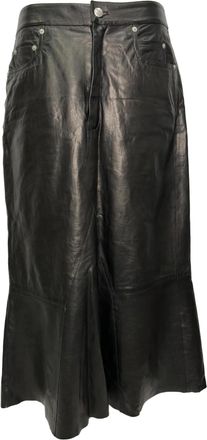 Rick Owens gekreukte midi-rok van zwart lamsleer
