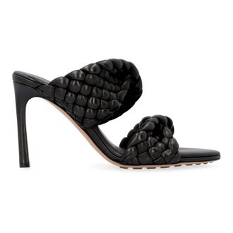 Bottega Veneta Heeled Mules, female, Black, Size: 5 US Curve Leather Stiletto Mules