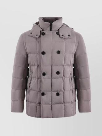 Fay buttoned double-breasted hooded quilted pockets jacket