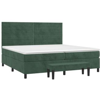 vidaXL Cama Box Spring Con Colch&oacute;n Terciopelo Verde Oscuro 200x200 Cm Vidaxl