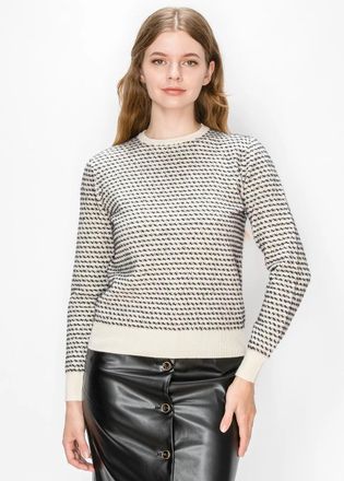 YAL New York Two-Tone Textured Knit Pullover