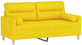 vidaXL Sof&aacute; De 2 Plazas Con Cojines Tela Amarillo Claro 140 Cm Vidaxl
