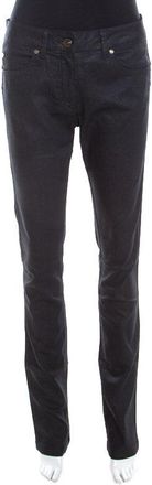 Escada Black Glitter Denim High Rise Straight Leg Jeans