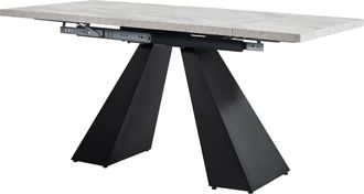 STILVORA Mesa De Comedor Extensible Con Tablero Deslizante Y Patas De Metal, En Mdf, Negro Y Gris