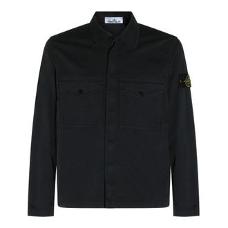 Stone Island Patch-Pocket Light Jacket - Heren - Zomerjassen - Blauw - S - Katoen - Jassen