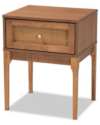 Baxton Studio Ramiel Mid-Century Modern Ash Rattan 1-Drawer Nightstand