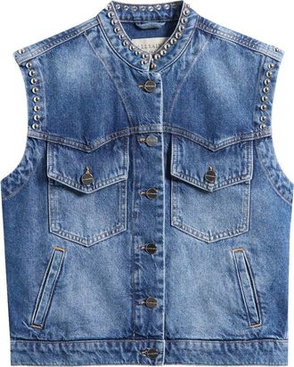 AllSaints Mav Studded Denim Vest in Vintage Indigo at Nordstrom, Size 10 Us
