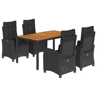 vidaXL Vidaxl - Set Da Pranzo Da Giardino 5 Pz Nero Con Cuscini In Polyrattan