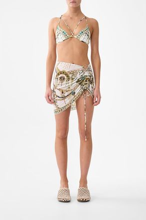Camilla Ruched Short Sarong With Ring Front Trim in Chain Gang at Nordstrom, Size X-Small Au
