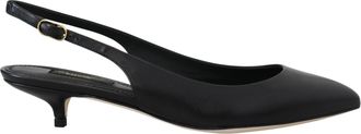 Dolce & Gabbana Black Leather Slingbacks Heels Pumps Womens Shoes