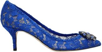 Dolce & Gabbana Bellucci kanten stiletto pumps - Dames - Pumps - Blauw - 36 EU - Schoenen