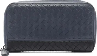 Bottega Veneta Portafoglio Intrecciato in pelle con zip anni 2000 - Blu