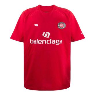 Balenciaga Soccer T-shirt Oversized Red White 641658TJV516540