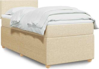vidaXL Cama Box Spring Con Colch&oacute;n Tela Color Crema 90x190 Cm Vidaxl