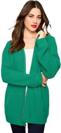 Roaman's Plus Size Waffle Knit Zip Front Relaxed Hoodie in Midnight Vine at Nordstrom, Size Medium