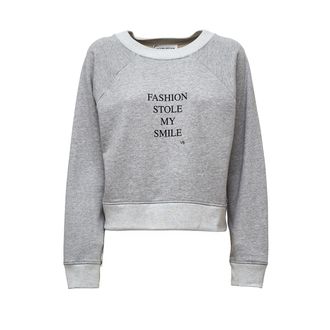 Victoria Beckham Heathered Grey Slogan Printed Sweatshirt