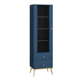 Petits Meubles Vitrina 1 puerta 2 cajones melamina azul