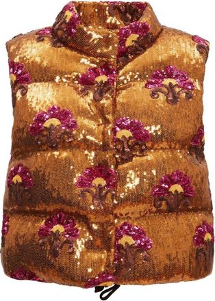 La DoubleJ Sequin Puffer Vest - Dames - Bodywarmers - Bruin - L - Polyester - Jassen