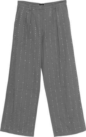 Pinko Pinko, Broeken, Dames, Grijs, S, Embellished Wide Leg Broeken