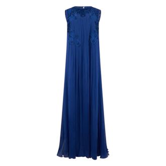 Alberta Ferretti Long embellished dress with embroidery - female - Alberta Ferretti - Gowns - Blue - XS - Dresses