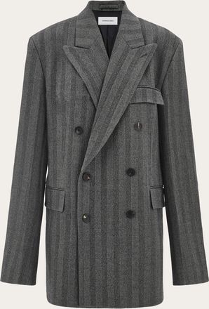 Ferragamo Men Double breasted chevron blazer Black