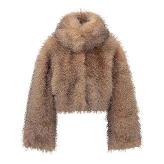Rotate Cropped Fur Effect Jacket - female - ROTATE Birger Christensen - Faux Fur & Shearling Jackets - Multicolor - 2XS - Jackets