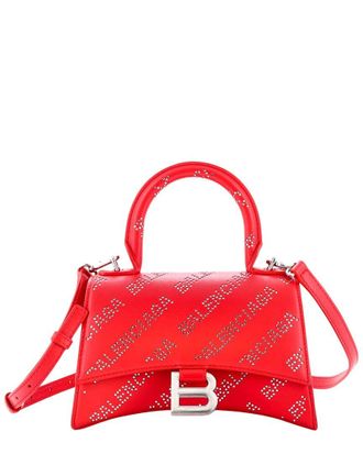 Balenciaga Red All Over Logo Crystals Leather Hourglass Top Handle, Never Carried (Authentic Pre-Loved)
