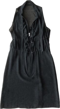 Prada Silk Sleeveless Fishnet Mini Dress