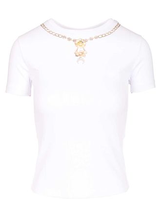 Marine Serre Trompe LaIl Jewelry Jersey Baby Fit T-Shirt Bianco-Donna