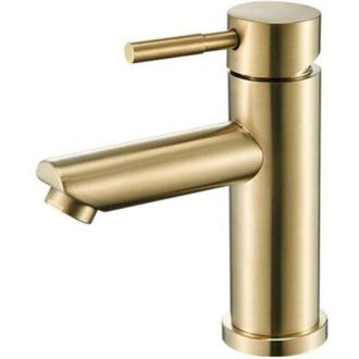OEM Grifo Para Lavabo De Ba&ntilde;o, Dise&ntilde;o Moderno Y Elegante, Grifo Mezclador De Lat&oacute;n Dorado Cepillado, Agua Fr&iacute;a Y Caliente Disponible, V&aacute;lvula De Cer&aacute;mica