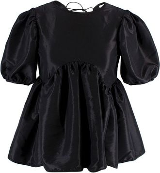 Cecilie Bahnsen Black Puff Sleeved Tie Back Blouse Size XS