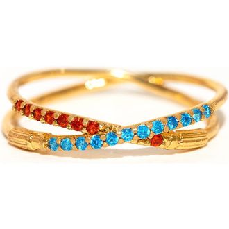 Girls Crew Star Wars Lightsaber Duel Cubic Zirconia Crossover Ring in Gold at Nordstrom, Size 5