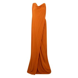 Alberta Ferretti Elegant Long Dress - female - Alberta Ferretti - Gowns - Orange - M - Dresses