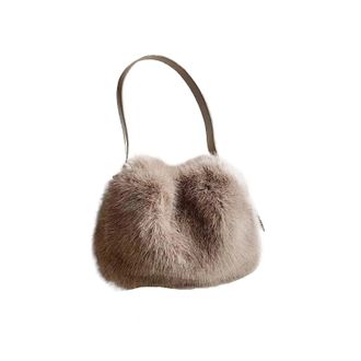 Generic Compatible For Plush Crossbody Bag Womens Handbag Versatile Personality(Khaki)