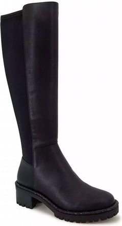 Kenneth Cole Reaction Womens Tate Jewel Stretch Tall Lug Riding Boots In Black