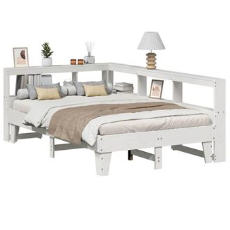 Berkfield Home Bookcase Bed without Mattress White 120x200cm Solid Wood Pine | Size: Small Double
