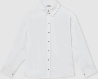 Reiss White Cotton Button Through Oxford Shirt, 16
