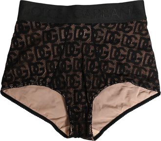 Dolce & Gabbana Black Cotton DG Logo High Waist Girdle Womens Underwear