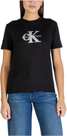 Calvin Klein Jeans Tops, Dames, Zwart, XS, Katoen, Short Sleeve T-Shirt