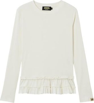 Mini Cream ruffled T-shirt - women - Viscose/Polyester - S - Neutrals