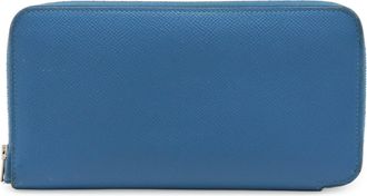 Herm&egrave;s Silkin Blue Epsom Leather Silk Long Wallet (Bi-Fold) (Pre-Owned)