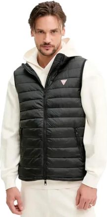 Guess Chique Driehoek Mouwloos Vest - Heren - Bodywarmers - Zwart - XL - Jassen