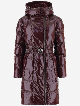 Pinko Pinko nylon donsjack met capuchon en riem