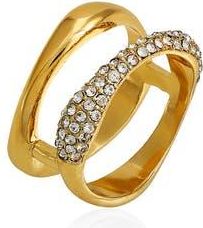Vince Camuto Pav&eacute; Crystal Double Band Ring in Gold Tone at Nordstrom Rack, Size 7